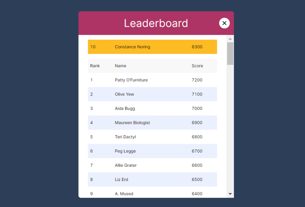 How to create a matching game: Adding a leaderboard